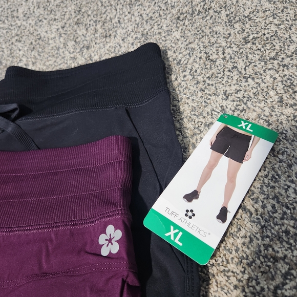Tuff Athletics Women's Dark Purple and Black Athletic Shorts - Picture 2 of 3